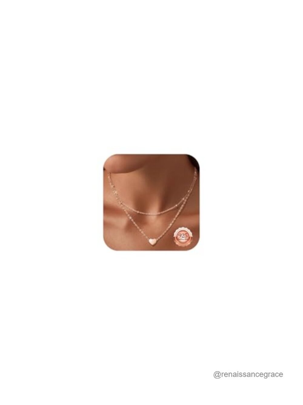 Layered Heart Necklace 925 Sterling Silver 18K Gold Plated Pendant